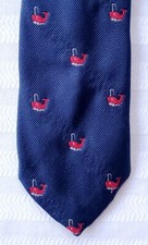 Vintage Brooks Brothers Boys Department Repp Tie Navy with Embroidered Whales