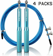 4 PK Speed Ball Bearing Jump Rope w/Anti-Slip Handles for fitness Workout  Blue