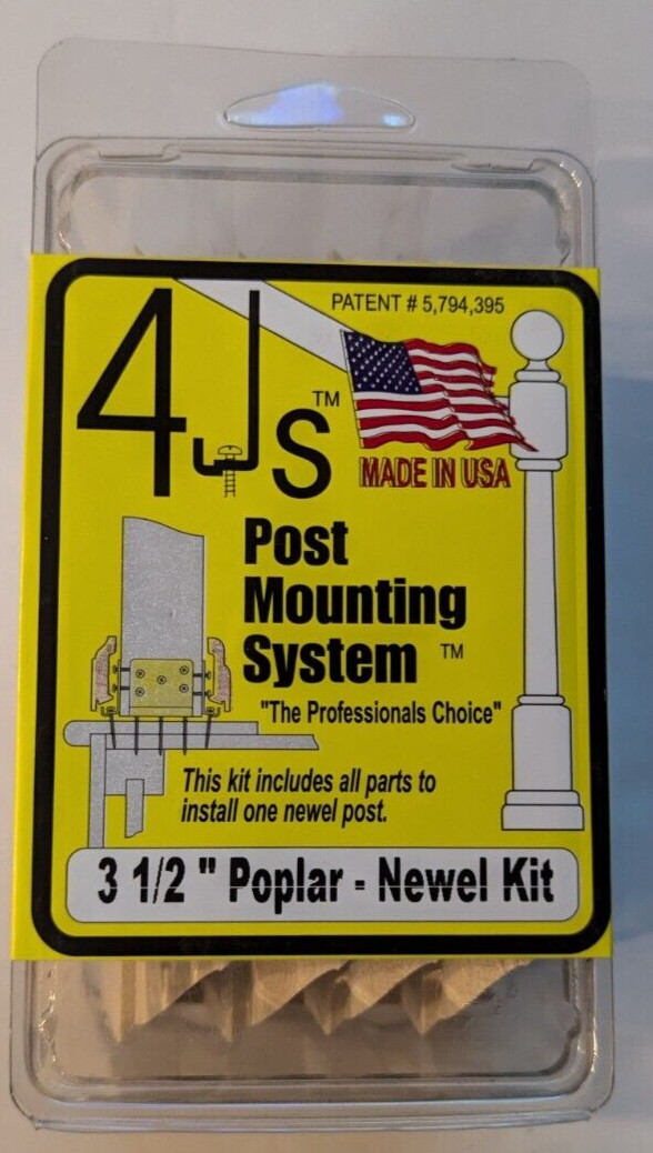 4Js Post Mounting System - Poplar Newel Kit - Colonial Molding - 3 1/2"
