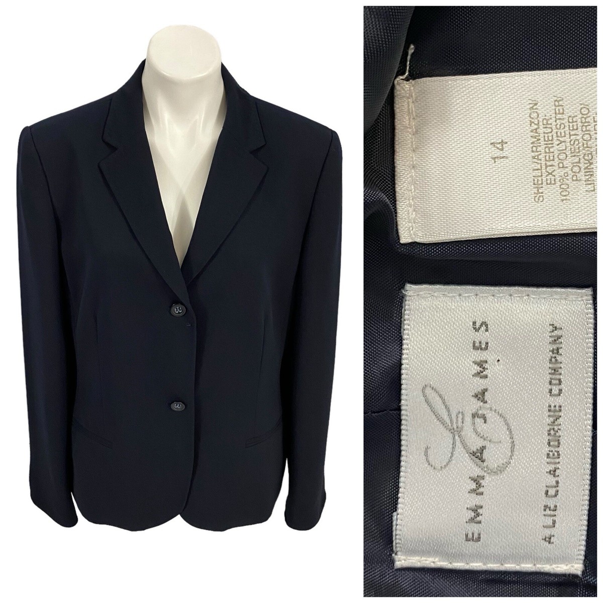 Emma James Blazer Women 14 Midnight Blue Capsule Basic Work
