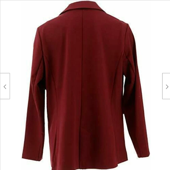 DG2 Diane Gilman Ponte Knit Boyfriend Blazer Burgundy[ 3X] - Image 3 of 4