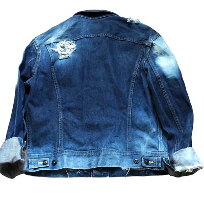 Vintage Lee Storm Rider Denim Trucker Jean Jacket Distressed Vintage Lee Storm Rider Denim Trucker Jean Jacket Distressed