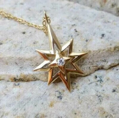 Star Beauty Pendant 1Ct Round Cut Lab Created Diamond 14K Yellow Gold Plated