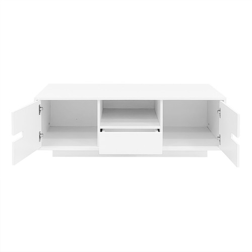Modern Rectangle Coffee Table Center Table With Storage Drawers Doors LED Lights - Picture 10 of 44