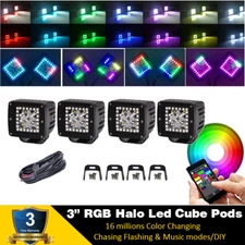 14"-52" RGB HALO CHASING Bluetooth Strobe Music Rock Flash Offroad Led Light Bar