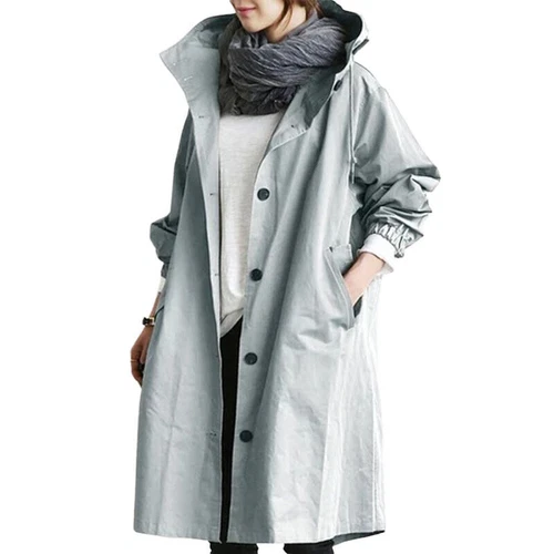 Damen Wind Regenmantel Waldjacke Damen Oversize Kapuze Trenchcoat Outdoor - Bild 16 von 31