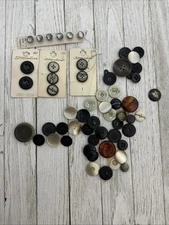 Lof of Buttons as shown, Various Sizes, Some Vintage, Gray, Black Beige