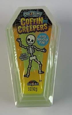 Cra-Z-Art Slimy Coffin Creepers Skeleton Figure 5 Oz Neon Green Slime New Sealed