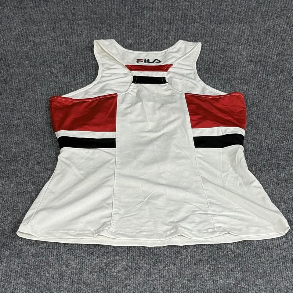 Camiseta sin mangas Fila para mujer pequeña blanca roja negra camiseta atlética de rendimiento con espalda deportiva Foto 2 de 4