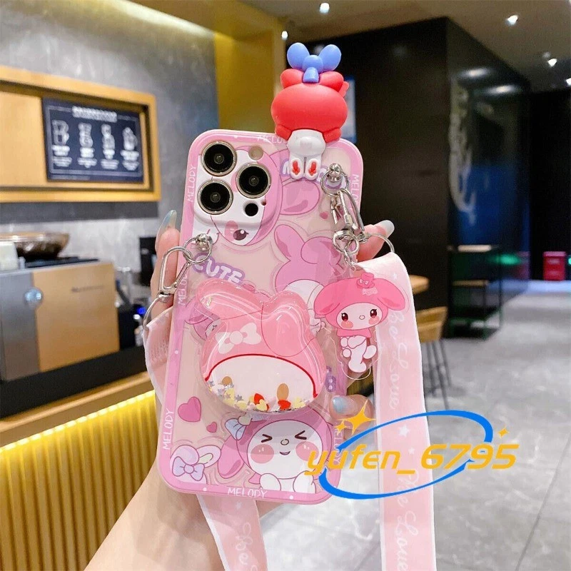 Funda protectora para teléfono Kuromi Cinnamoroll Melody para iPhone con soporte para enchufe antipolvo Foto 2 de 4