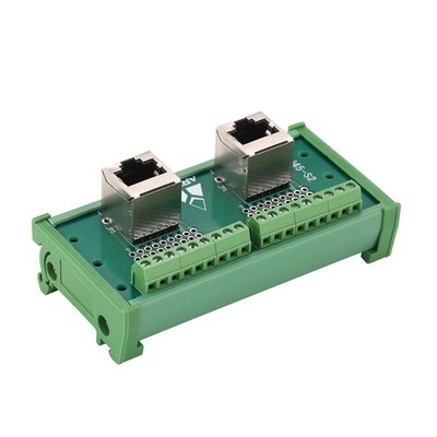 Jienk RJ45 8P8C DIN Rail Mount Ethernet Connector Distribution Breakout 2 way