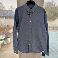 George Men  s Blue Long Sleeve Poplin Shirt Wrinkle Resistant Size Large 42-44