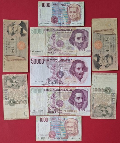 50000 Lire 1983/1992 ITALY 1000 Lire 1990 1000 Lire 1982 1000 Lire 1969 - Picture 3 of 7