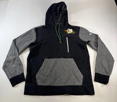 Nike Oregon Ducks Hoodie Medium Black Gray Pullover Dri-Fit Duck Patch