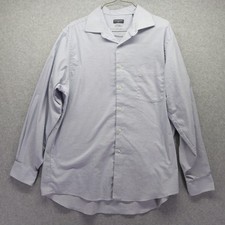 Van Heusen Shirt Mens Large 16.5 34/35 Flex Button Up Blue Striped Long Sleeve