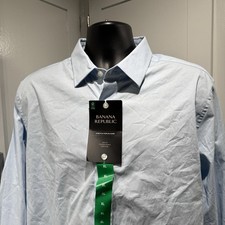 Banana Republic Men's Poplin Stretch Comfort Shirt Blue XL Slim Fit Soft NWT