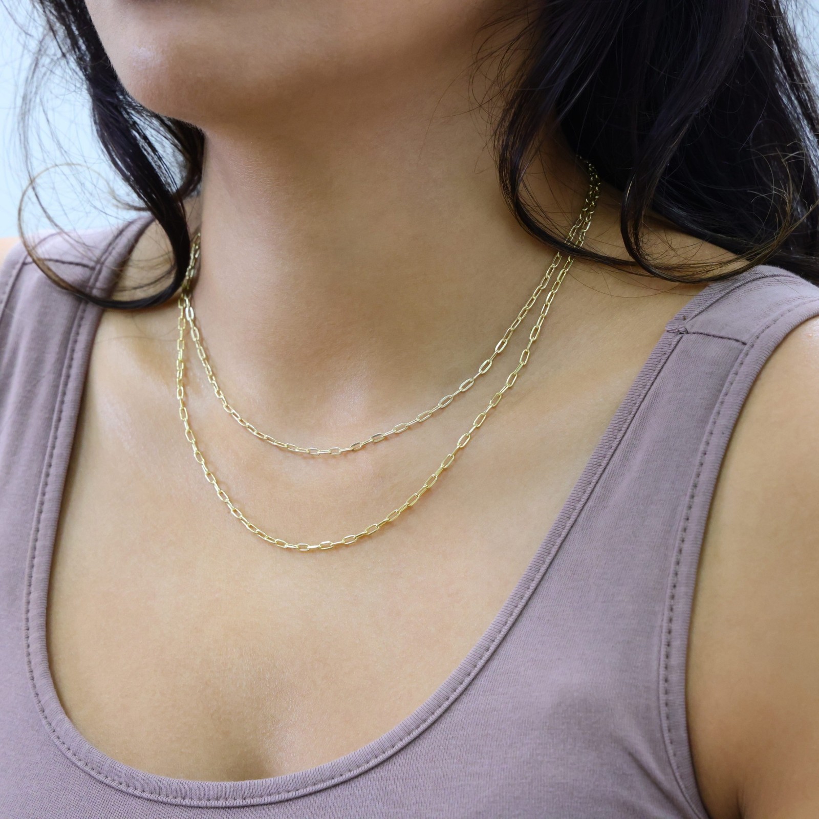 14k Yellow Gold 2mm Paperclip Chain Rolo Dainy Cable Link Necklace Men Women 20"