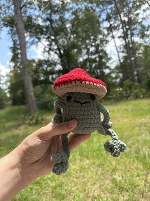Handmade Crochet Mushroom cap frog Amigurumi Small Plush
