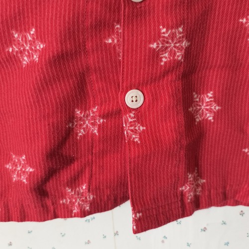 Vtg LL Bean Kids Pajama Set Size Medium (8-10) Red Snowflakes Long Sleeve Button - Picture 7 of 18