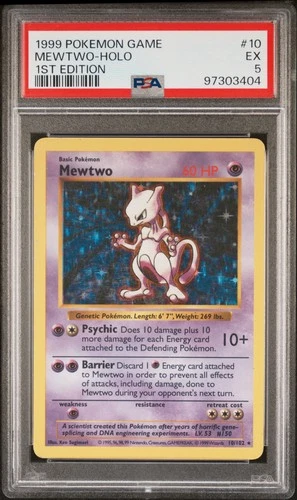 1999 POKEMON BASE SET 1ST EDITION #10 MEWTWO-HOLO PSA 5