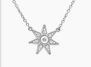 Judith Ripka Little Luxuries Star White Topaz Necklace 16" Sterling Silver 0.24…