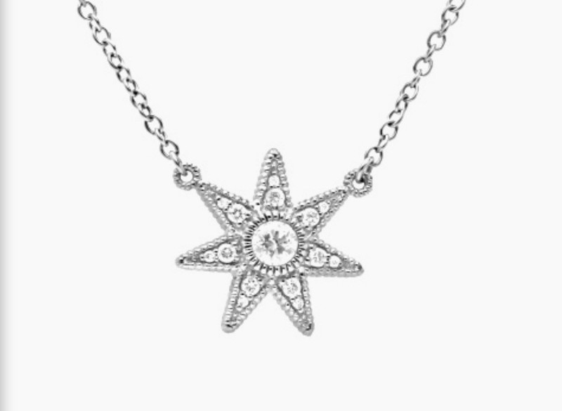 Judith Ripka Little Luxuries Star White Topaz Necklace 16" Sterling Silver 0.24…