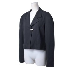 Chanel Wool Short Jacket with Coco Logo Clasp Auth Size36 Black 99A P13774V07799