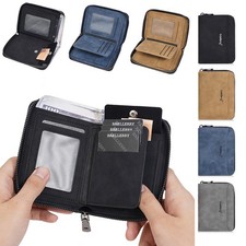 Slim Wallet Men's Bifold Short Purse Zipper Credit Card Cash Holder Front Pocket