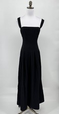 Reformation Mika Black Cotton Square Neck Sleeveless Maxi Dress Sz 8