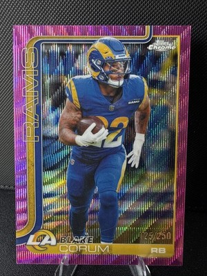 BLAKE CORUM 2025 TOPPS CHROME FOOTBALL PINK WAVE REFRACTOR RAMS /250 Q5849