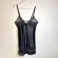 True Vintage Marilyn Monroe By Warners Black Slip Dress Lace Satin Women  s Sz L