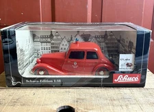 Vintage Schuco 1:18 Die-Cast Mercedes-Benz 170 V Feuerwehr Model Car In Box &COA