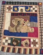 Vintage TEDDY Bear Creations Plush Blanket 3D Quilted Nursery 90's NWT RARE NOS