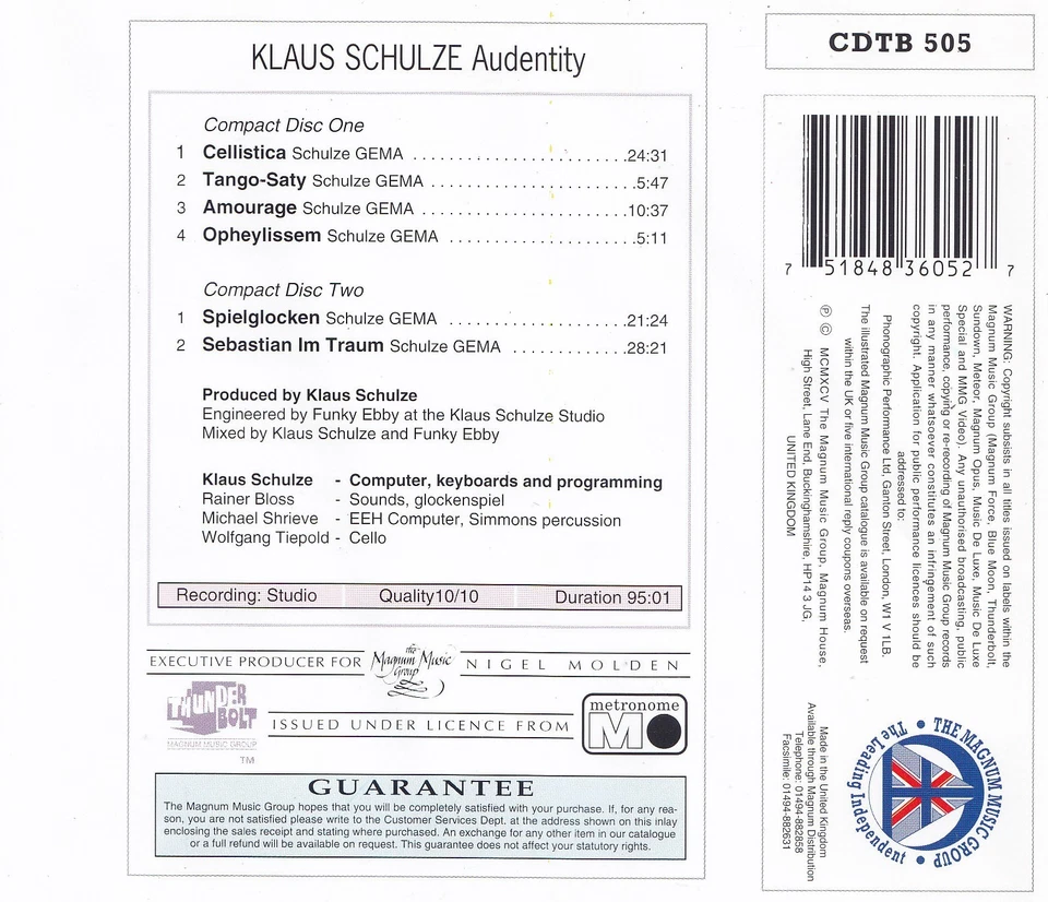 KLAUS SCHULZE - 2 CD - AUDENTITY - Bild 2 von 2