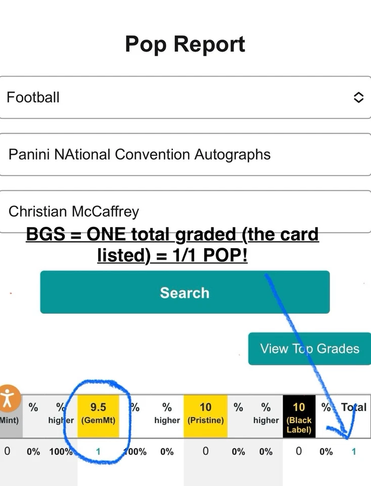 2017 National Christian McCaffrey RC BGS 10 Auto & 9.5+ POP 1/1 INSANELY RARE 🔥 - Image 4 of 4