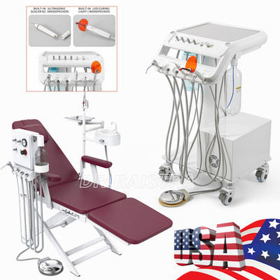 Dental Portable Delivery Unit Syringe Suction Turbine Air Compressor Cart/ Chair