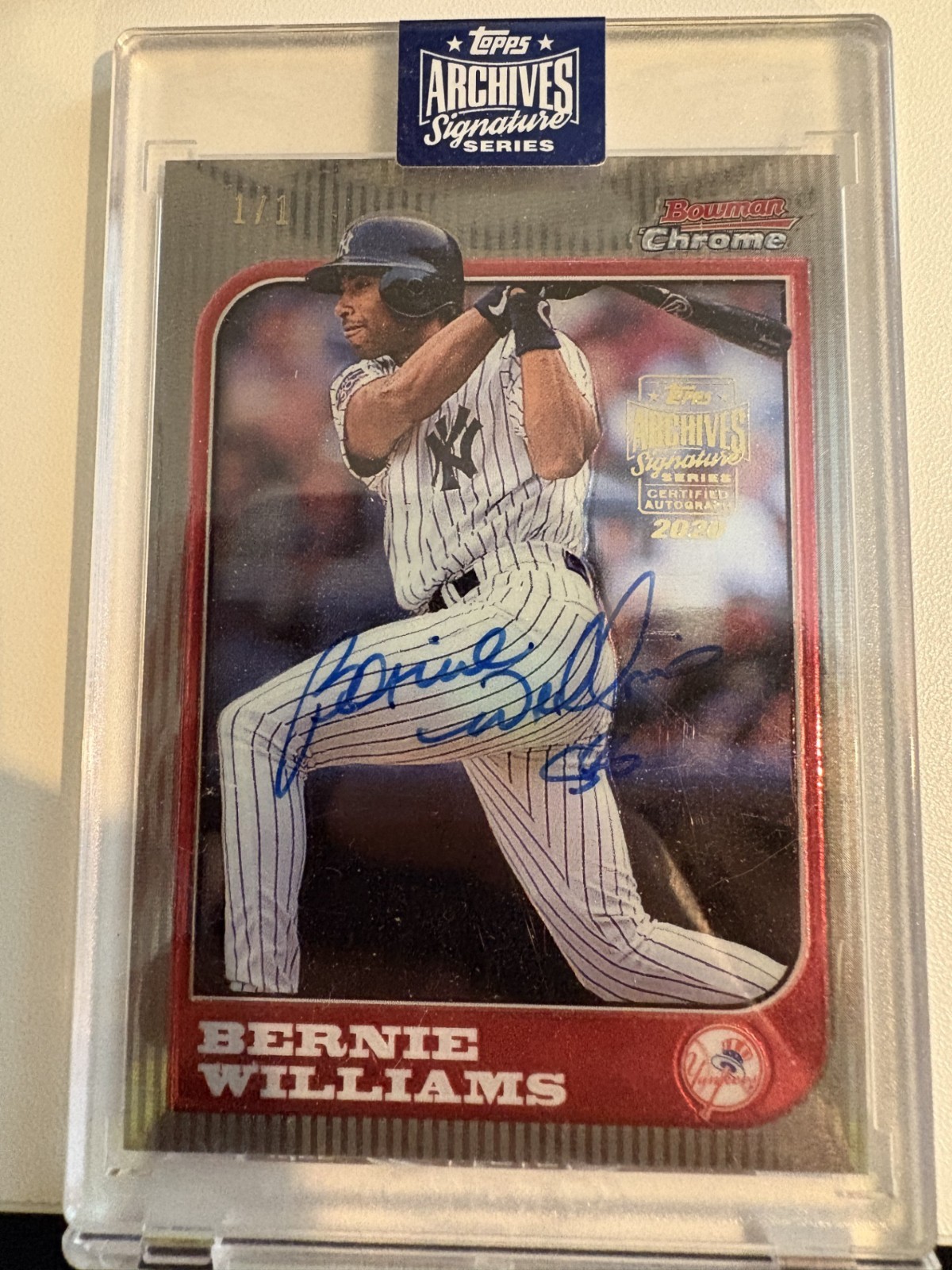 2020 Topps Archives Signature Bernie Williams Auto 1997 Bowman Chrome Buyback1/1