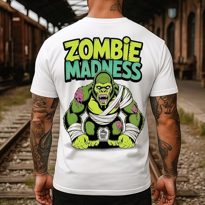 Stuff Box Zombie Madness Weiß Herren Shirt S 5XL   Comic-Gorilla Design T-Shirt