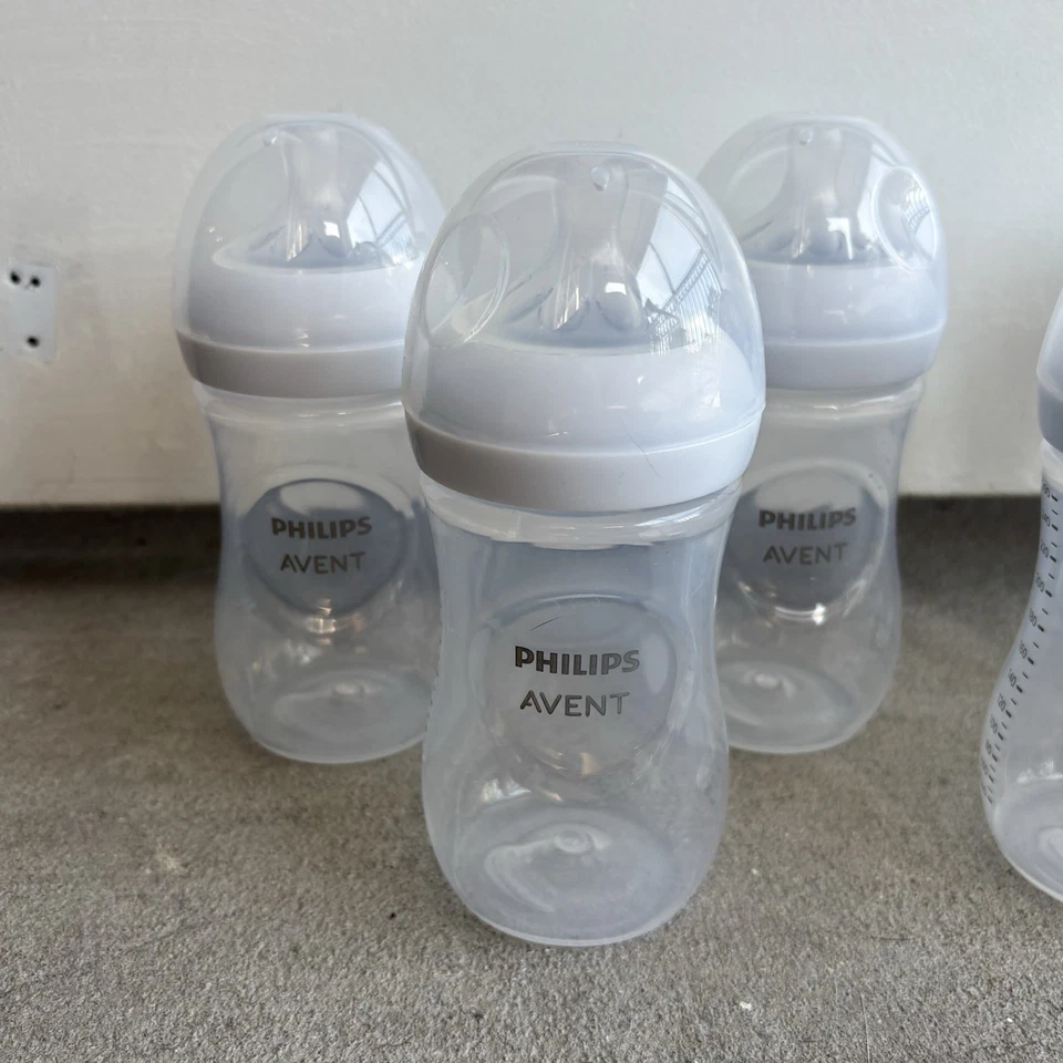 LOT OF 8 - Phillips Avent Natural Bottles Nipples & Tops 9oz Plastic Complete - Image 3 of 4