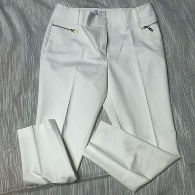 CHAUS Poly Spandex polish cotton blend pant Size 10 cream color
