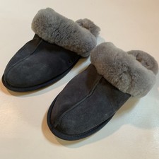 UGG DISQUETTE CHARCOAL GREY SUEDE FUR SLIDE PLATFORM SLIPPER SHOES SIZE 9 WOMEN