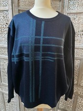 Pull homme M/L laine mérinos tartan marine bleu PAGNOL classique chic