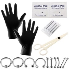 10-20Pcs/Set Body Piercing Kit Tools Needle Belly Tongue Eyebrow Nose Lip RiY MC