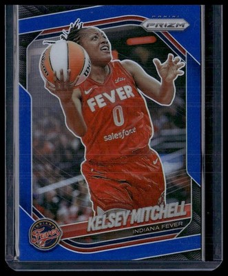 2025 Panini Prizm WNBA #35 Kelsey Mitchell Blue Prizms #/199 Indiana Fever