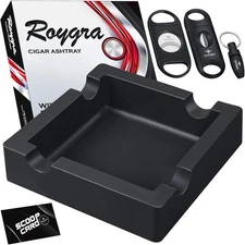 roygra Cigar Ashtray for Outside Patio with 3 Cutter Set, Ash Tray Outdoors, Cig