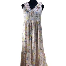 Old Navy Pink Floral Ruffle V-Neck Tiered Sleeveless Maxi Dress cottagecore