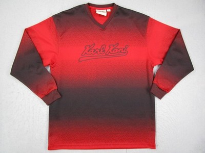 Vintage Karl Kani Sweatshirt Pullover Mens Large Red Black Gradient V Neck 90s