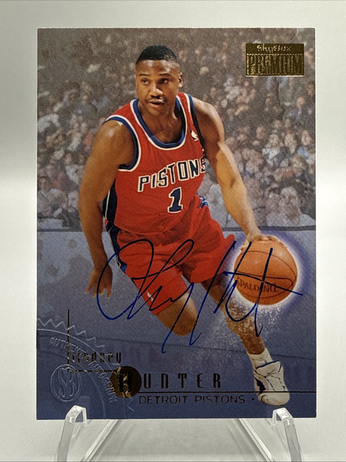 1996-97 Skybox Premium LINDSEY HUNTER Score Board Authentic Auto