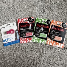 Lot Of 4 USB FLASH DRIVES 3-32 GB, 1-8 GB. SANDISK, PNY.