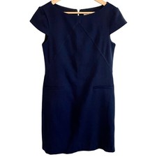 Eliza J Navy Blue Sheath Dress Cap Sleeve Career Work Dress Classic Size 6
